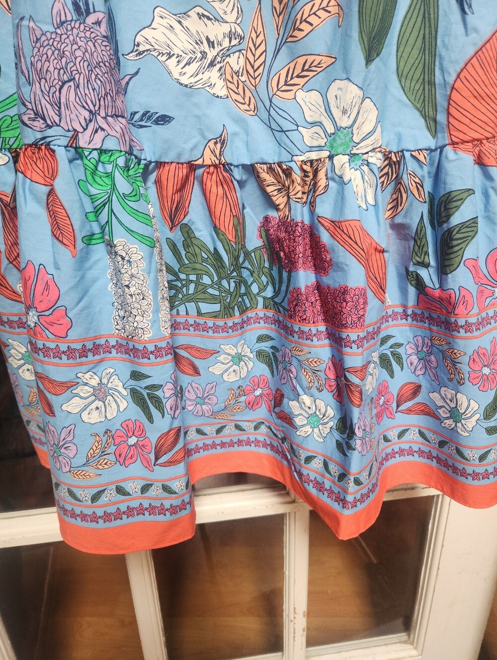 Talbot's NWT Multi-Colored Dress In Floral Print With Ruffle Hem; Petite Small - Picture 3 of 10